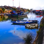 Green river, blue skies