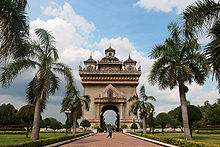 The Arc de Triumph of Vientiane, but all Laotian in style.