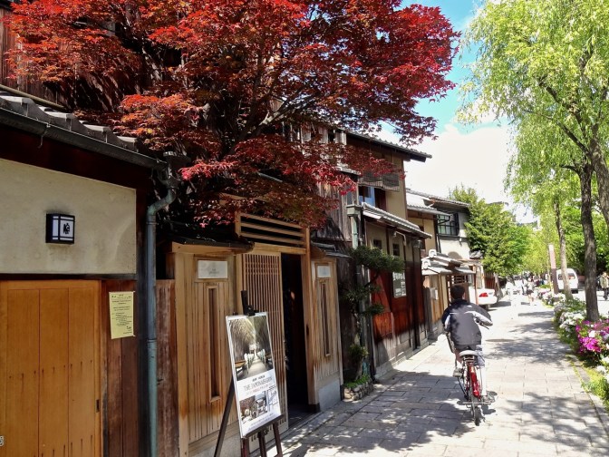 Machyia or tea houses dot the Gion quarter of Kyoto with their timeless wooden townhouses.
