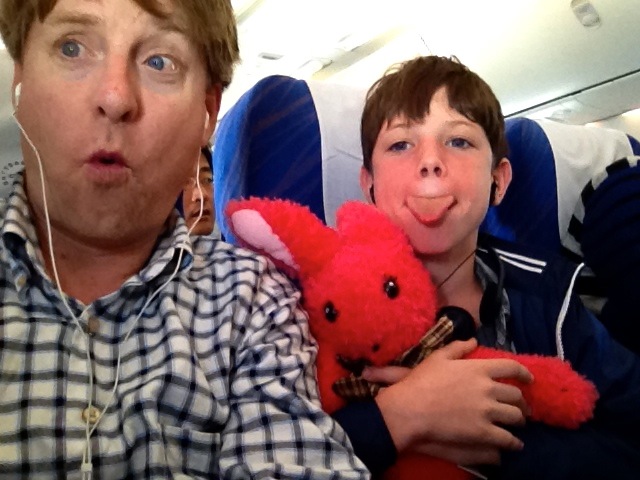 A constant companion, an Ipad, means there is always a camera nearby for recording things like 'travel goofiness" which sets in during long layovers followed by long flights.