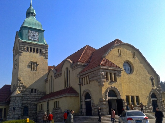 The Lutheran Church of a later era-1934, today with its stone and copper spire and clock face still has Sunday services, provided you have a foreign passport. An identical church built in Germany was later destroyed during the second World War.