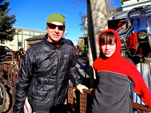 John and Alex wait outside of McGills on Elk Street-an old  C.B. general store turned diner for a hearty Colorado breakfast.